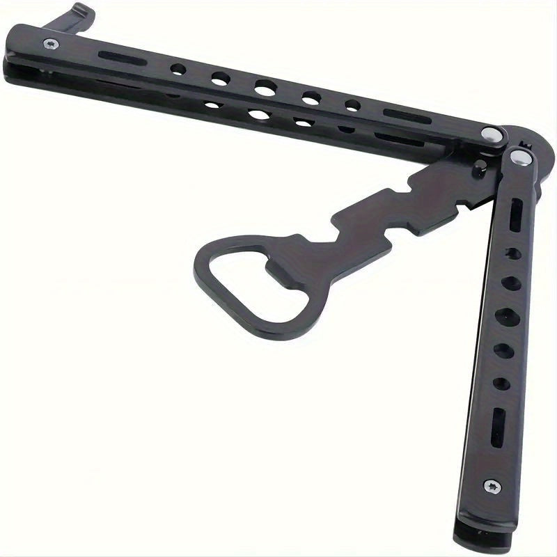 Portable Metal Folding Bottle Opener Black Silver Durable Stylish Gift for Beer Lovers