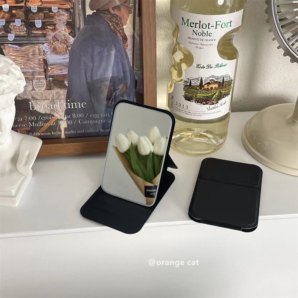 Портативное ручное зеркало для женщин, компактное складное зеркало для макияжа, стильный дорожный аксессуар