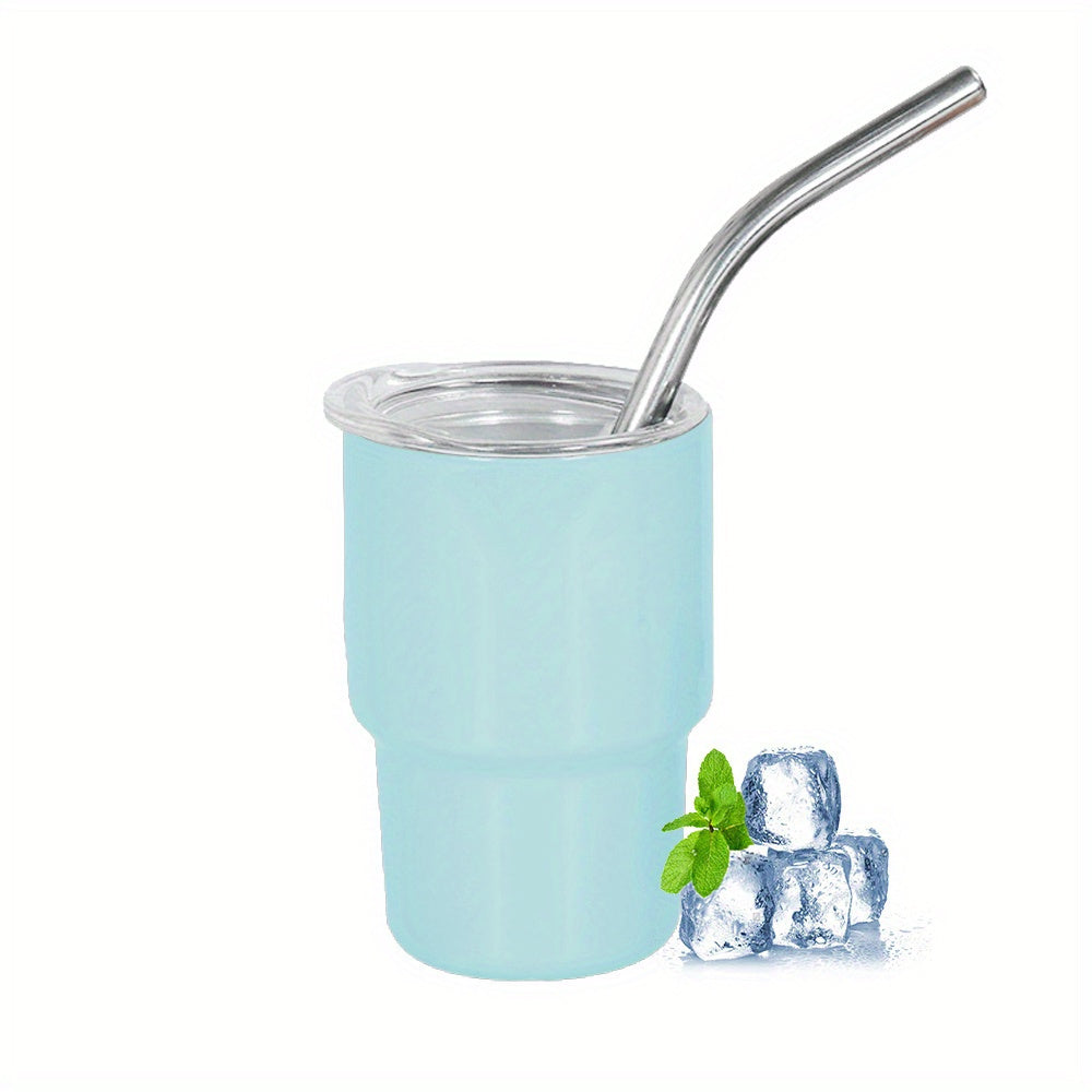 6 шт. 2 унции нержавеющие стальные рюмки с крышками и соломинками, выполненные в виде стаканов для изоляции. Идеально подходят для использования в барах, клубах, ресторанах и дома.