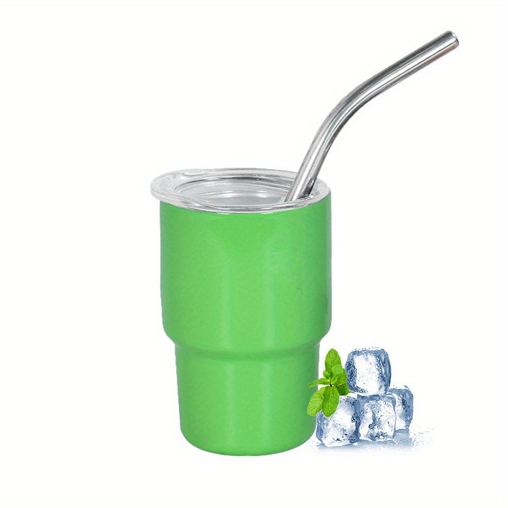 6 шт. 2 унции нержавеющие стальные рюмки с крышками и соломинками, выполненные в виде стаканов для изоляции. Идеально подходят для использования в барах, клубах, ресторанах и дома.