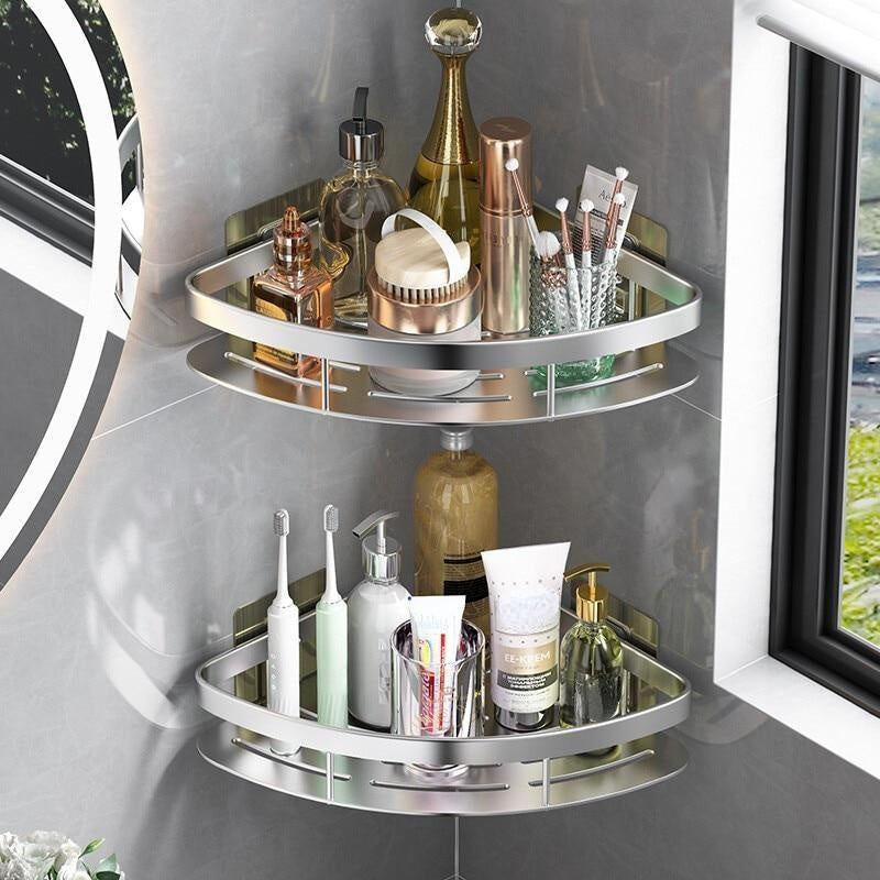 Stainless Steel Corner Wall Shelf for Bathroom Storage No Drill