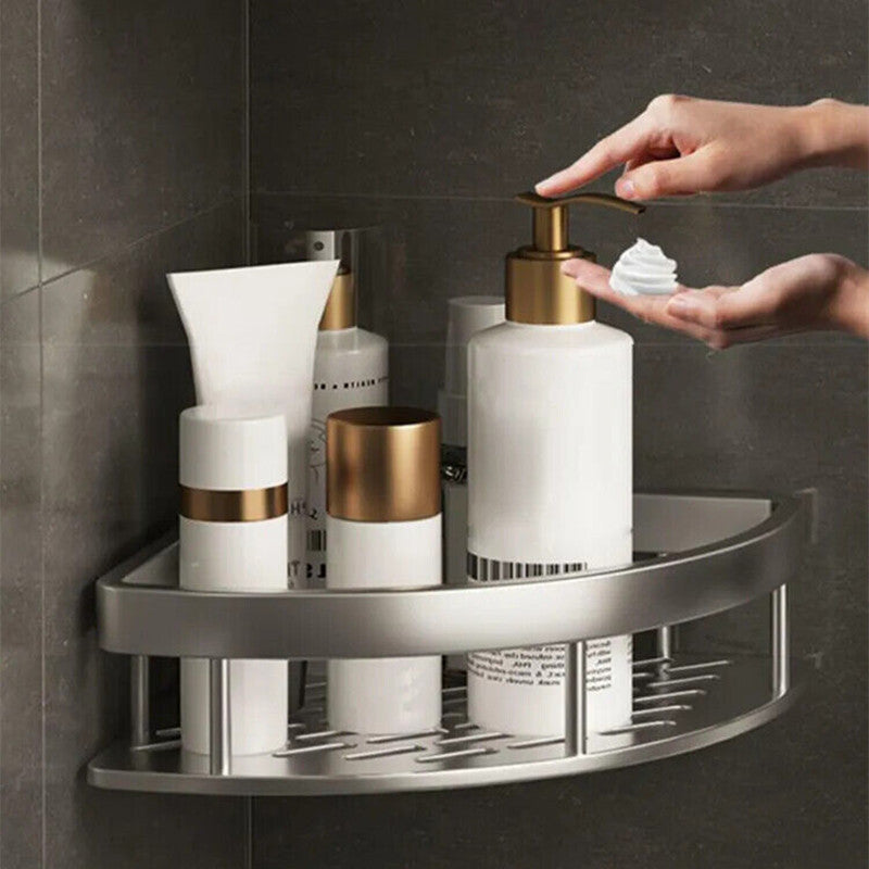Stainless Steel Corner Wall Shelf for Bathroom Storage No Drill