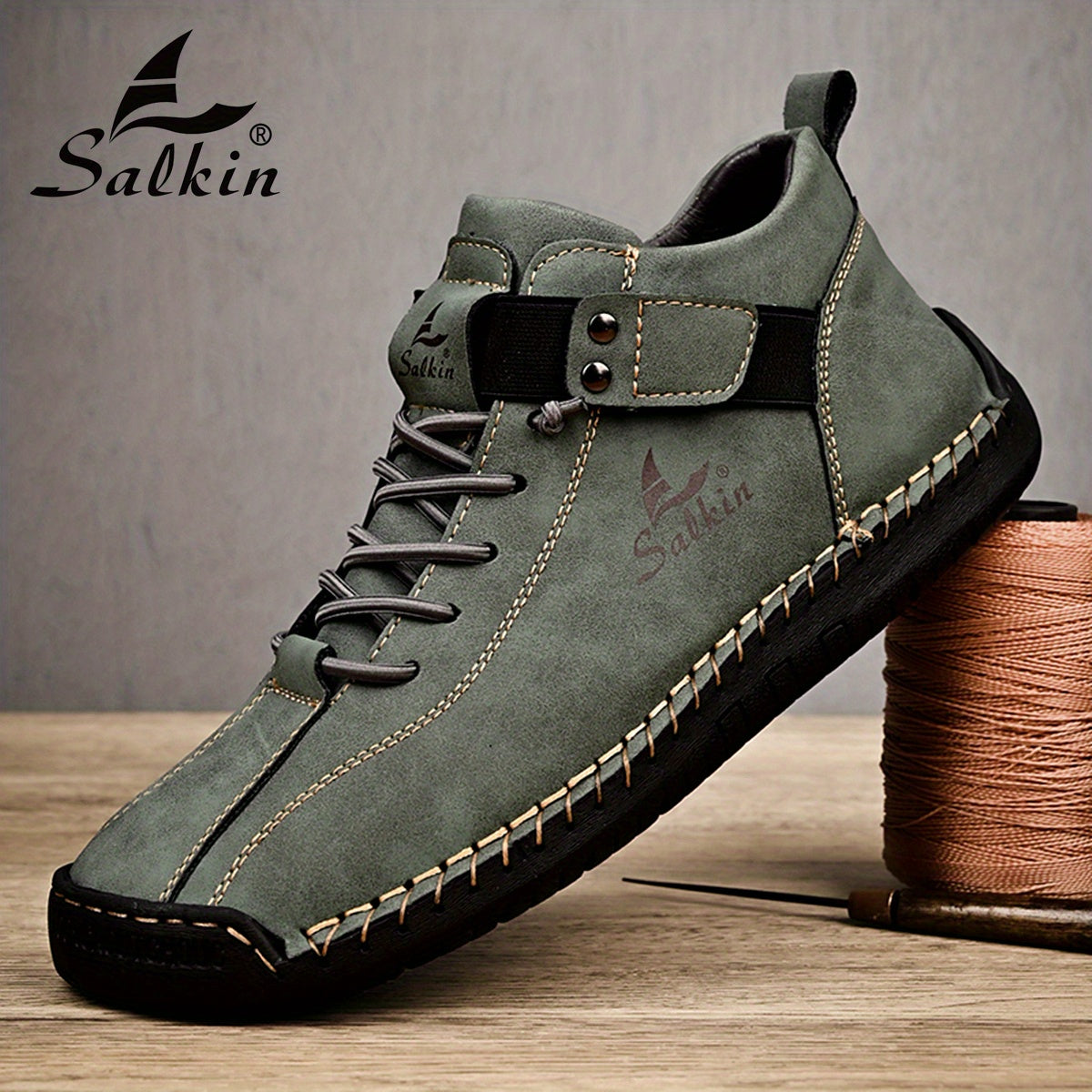 Men's Casual Shoes Rubber Sole Ankle Boots with Elastic Band Solid Color Comfortable Walking