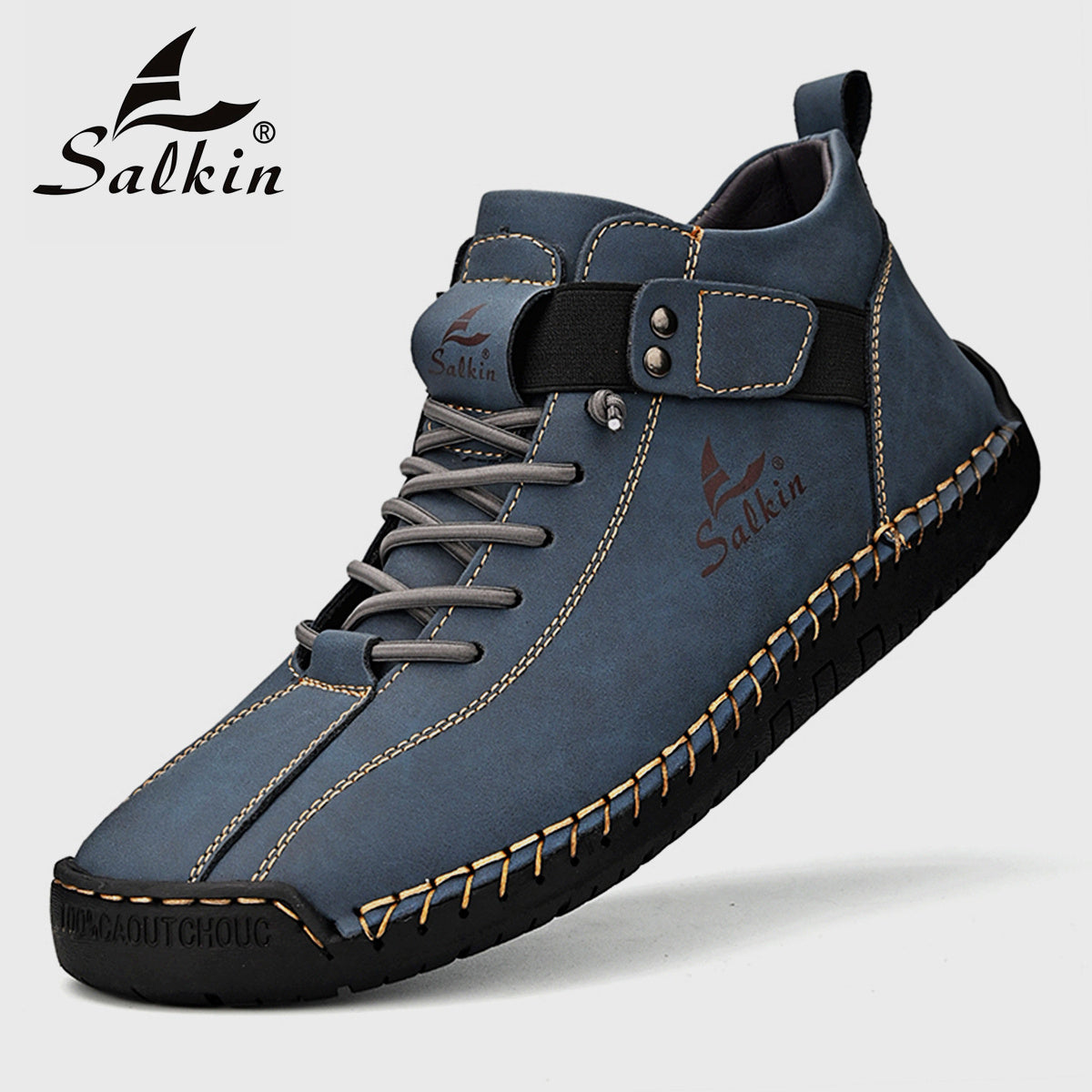 Men's Casual Shoes Rubber Sole Ankle Boots with Elastic Band Solid Color Comfortable Walking