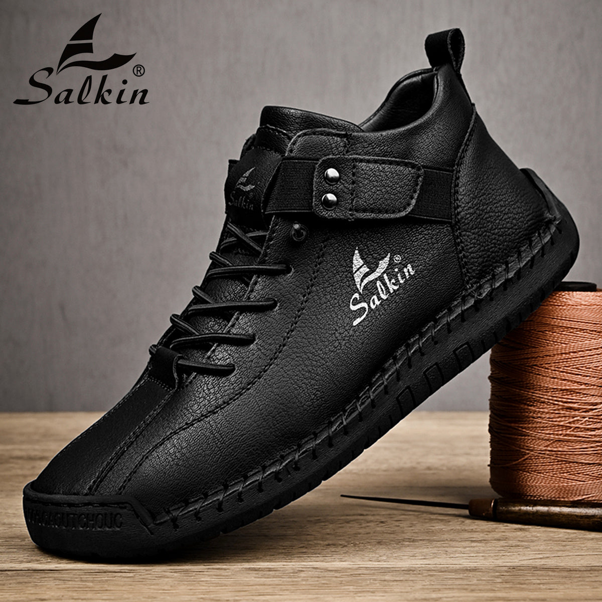 Men's Casual Shoes Rubber Sole Ankle Boots with Elastic Band Solid Color Comfortable Walking