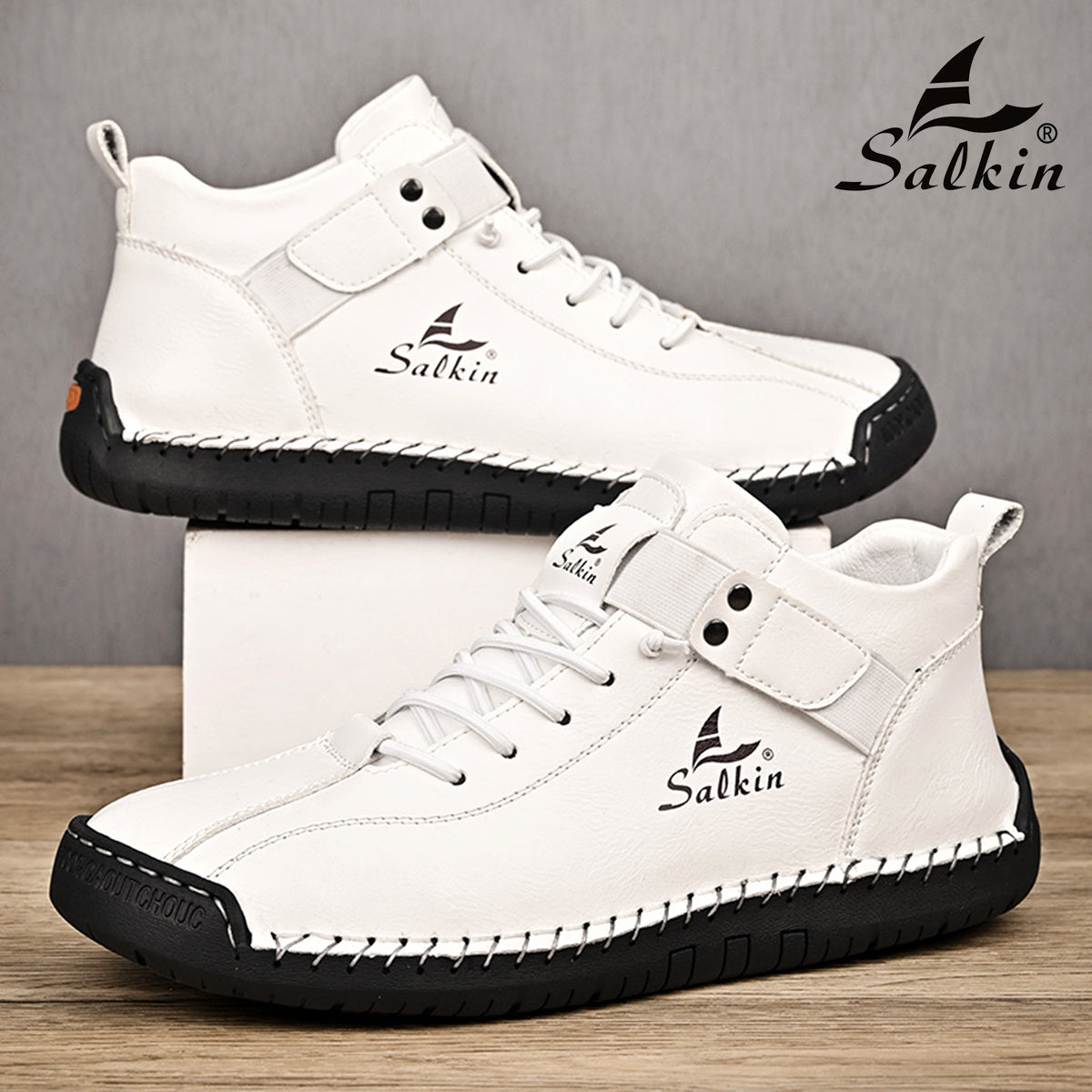 Men's Casual Shoes Rubber Sole Ankle Boots with Elastic Band Solid Color Comfortable Walking