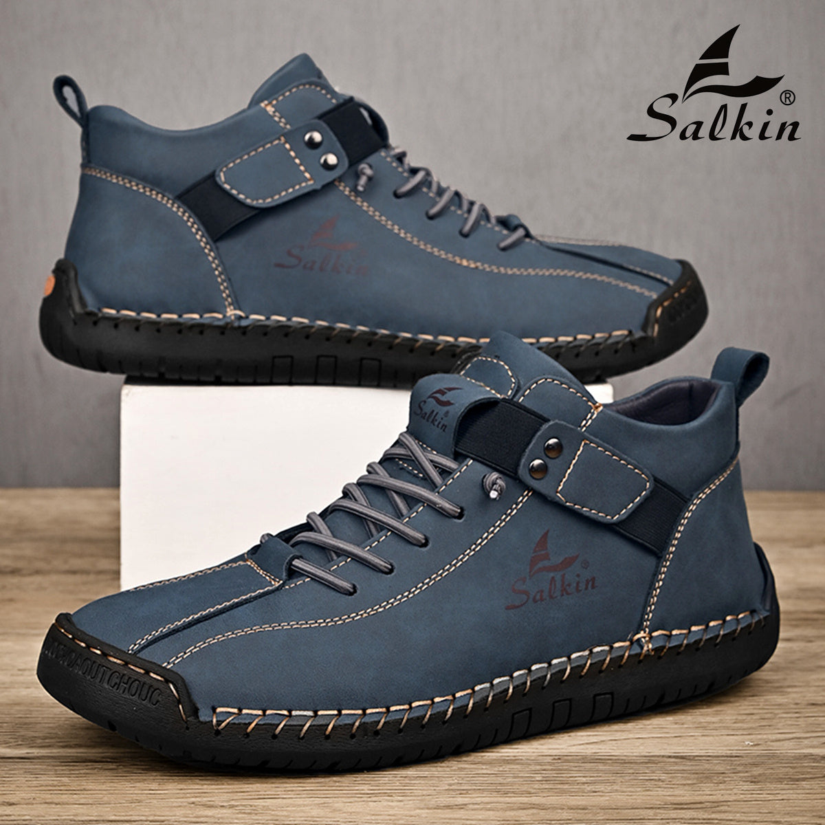 Men's Casual Shoes Rubber Sole Ankle Boots with Elastic Band Solid Color Comfortable Walking