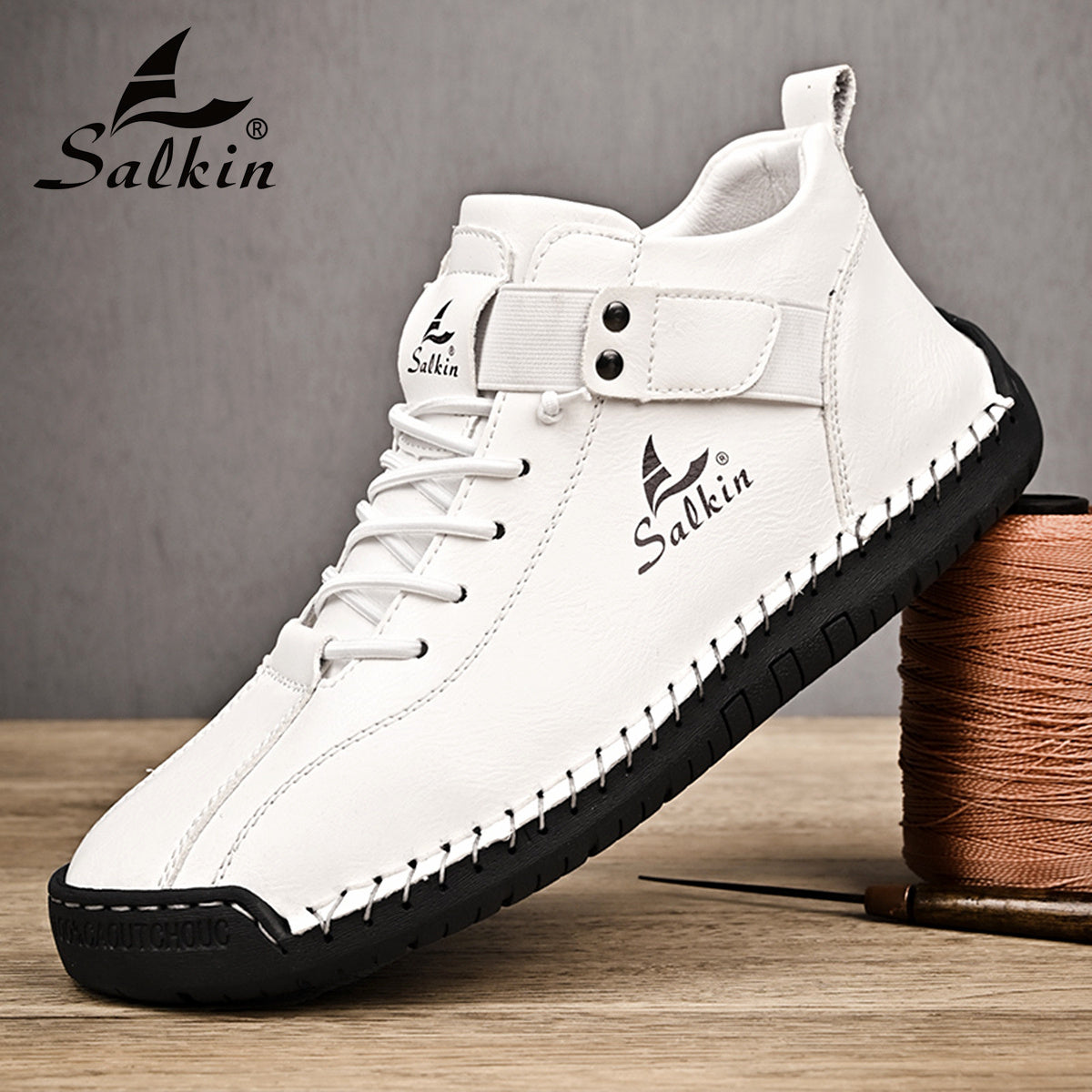 Men's Casual Shoes Rubber Sole Ankle Boots with Elastic Band Solid Color Comfortable Walking