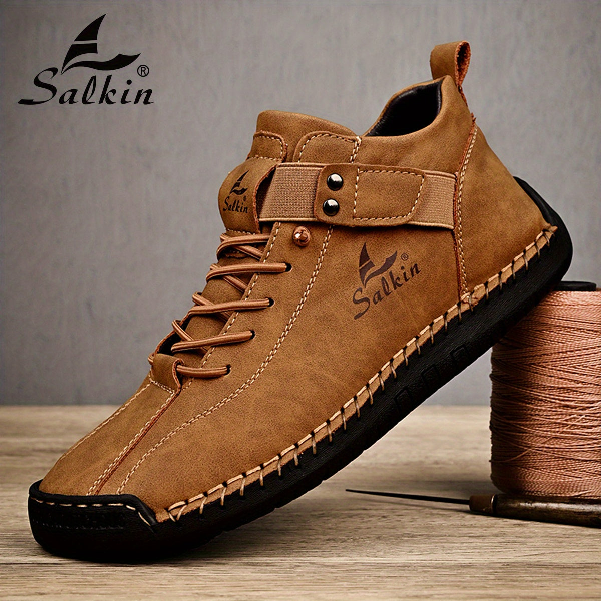 Men's Casual Shoes Rubber Sole Ankle Boots with Elastic Band Solid Color Comfortable Walking