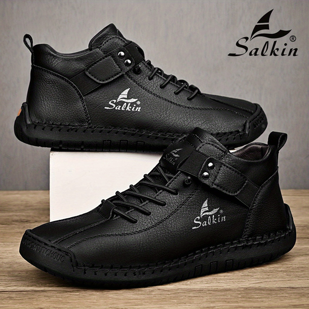 Men's Casual Shoes Rubber Sole Ankle Boots with Elastic Band Solid Color Comfortable Walking