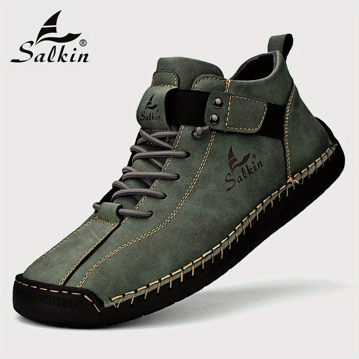 Men's Casual Shoes Rubber Sole Ankle Boots with Elastic Band Solid Color Comfortable Walking