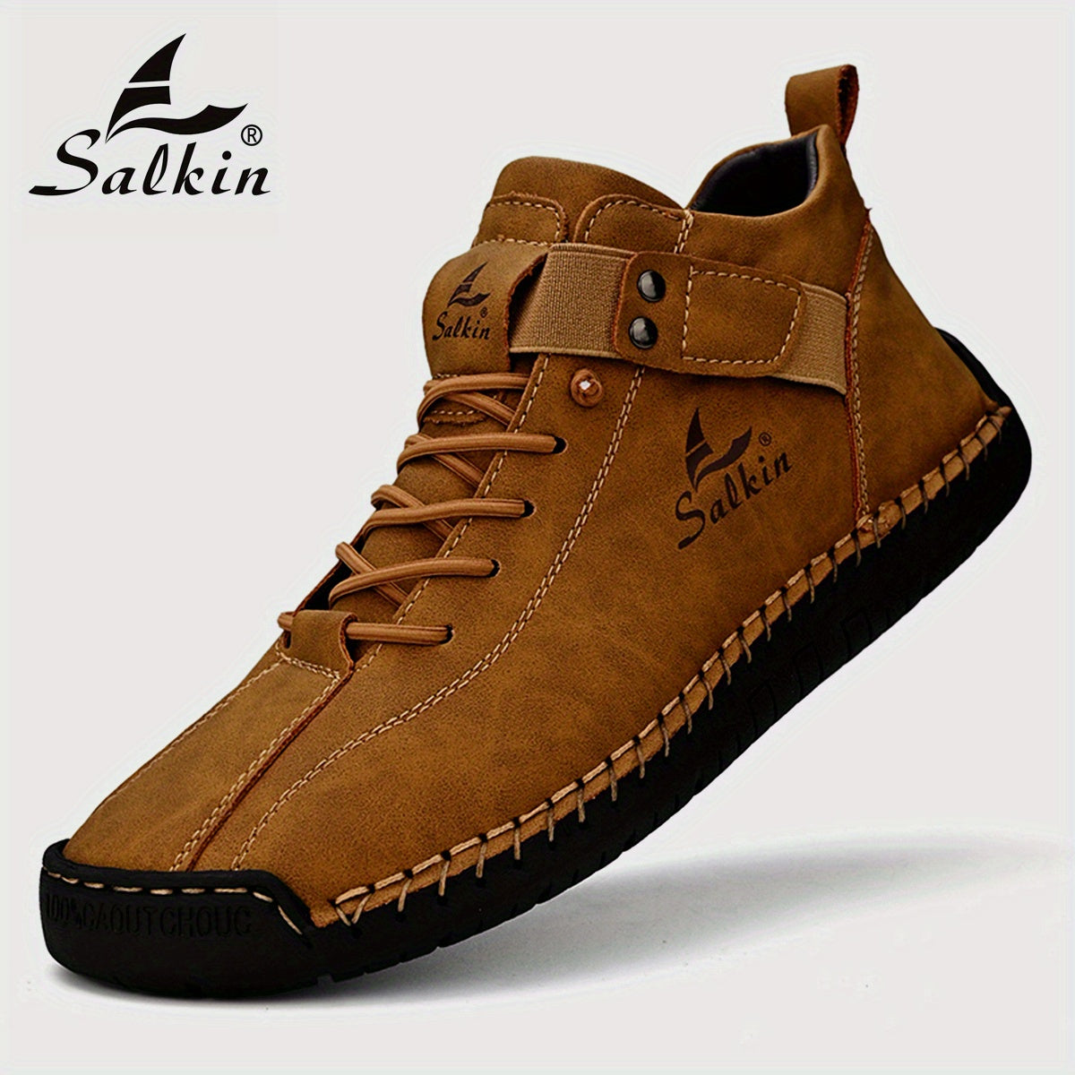 Men's Casual Shoes Rubber Sole Ankle Boots with Elastic Band Solid Color Comfortable Walking