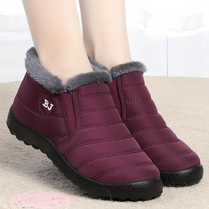 Women's Plush Lined Platform Winter Boots Non-slip Warm Round Toe