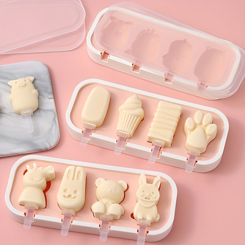 Yoz uchun kulgili shakllarga ega Silikon Popsicle shakllari - 24.99cm x 10.01cm, Restoran yoki Uy uchun ajoyib