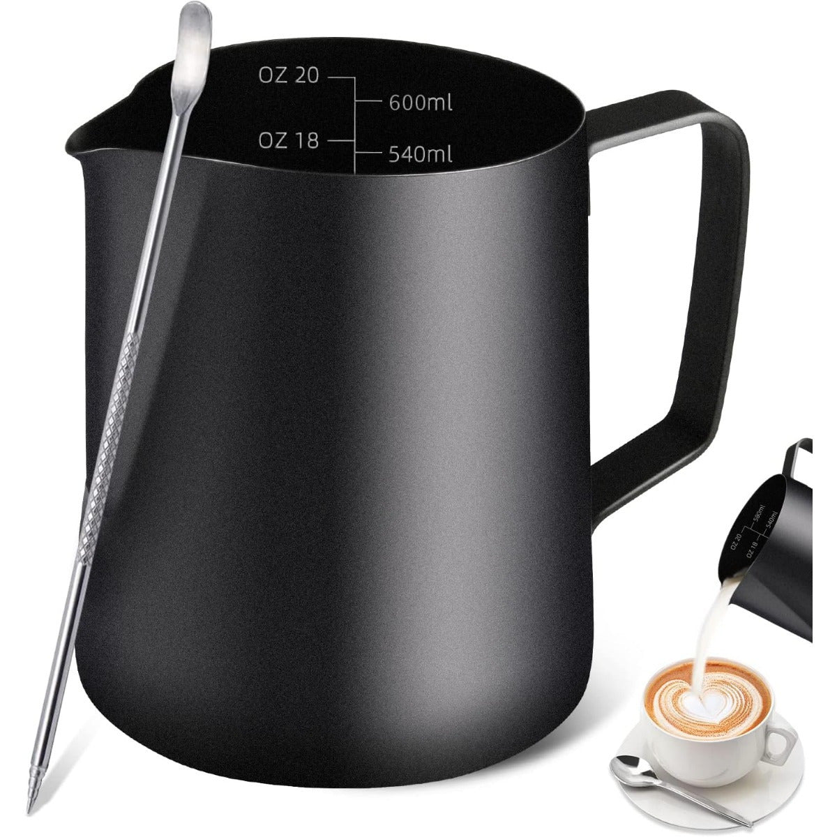 12 Oz Stainless Steel Milk Frothing Pitcher for Espresso and Latte Art