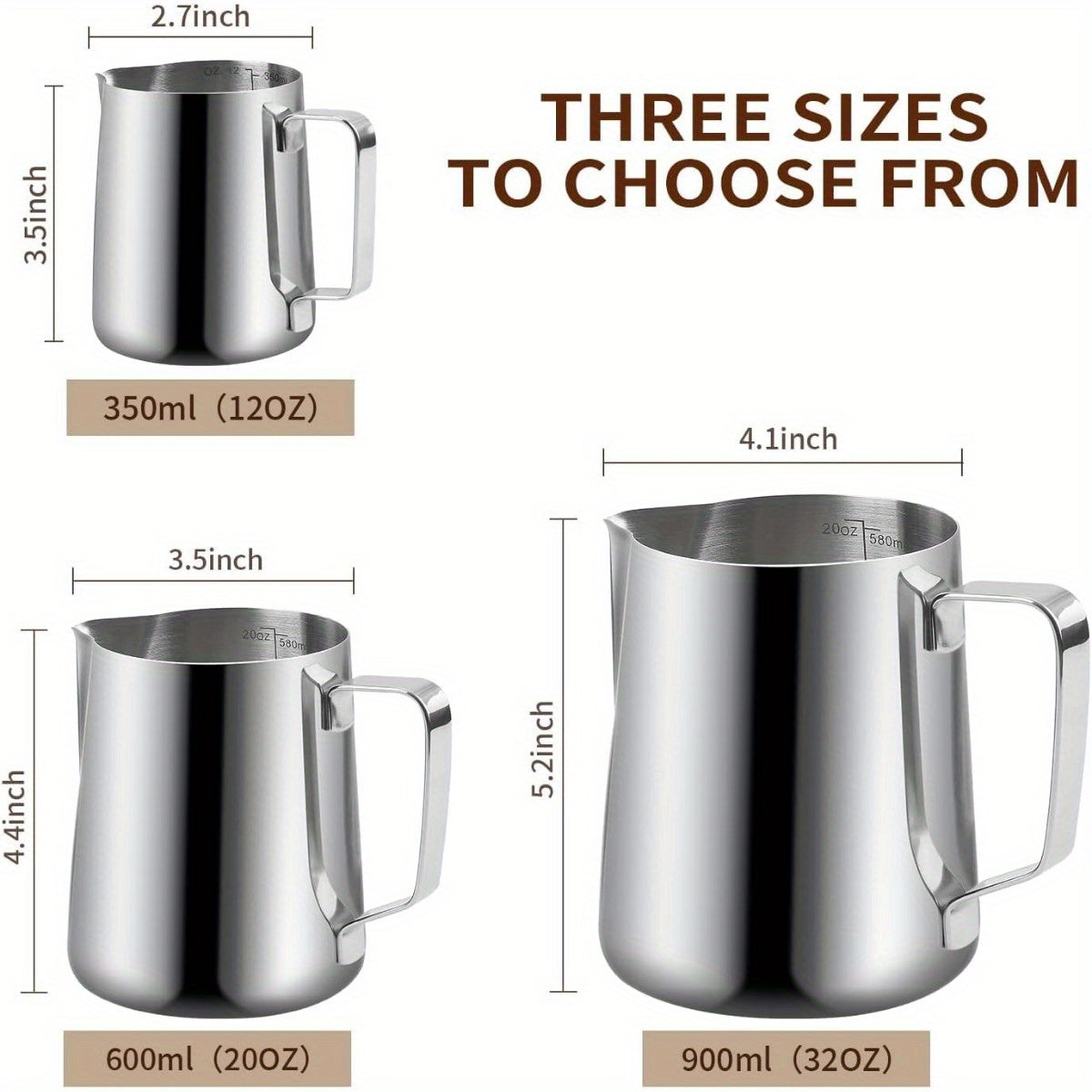 12 Oz Stainless Steel Milk Frothing Pitcher for Espresso and Latte Art
