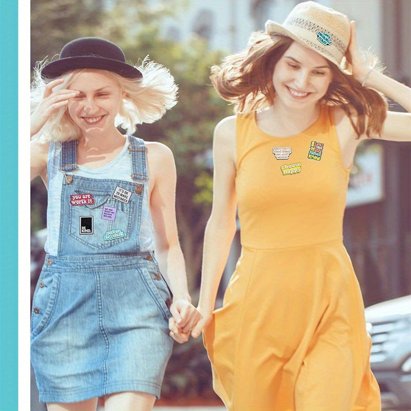 Set of Motivational Enamel Pins for Backpacks and Clothing, Durable Alloy, 10 20 or 30 Pieces