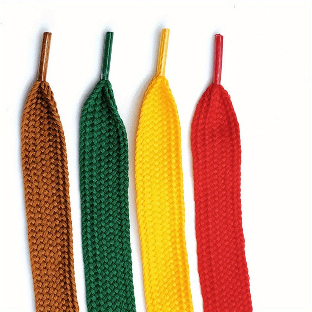 Unisex Flat Elastic Shoelaces Widened Solid Color Lace-up Accessories
