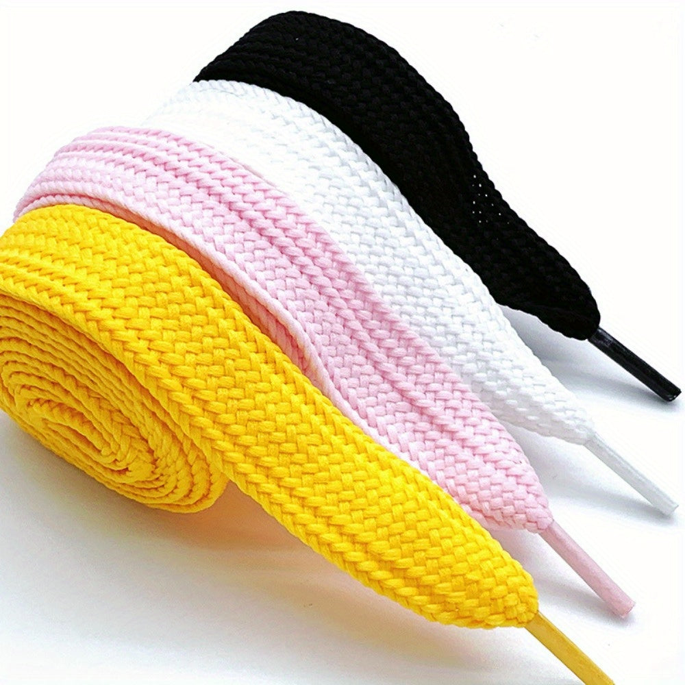 Unisex Flat Elastic Shoelaces Widened Solid Color Lace-up Accessories