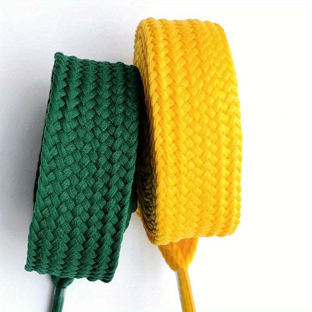 Unisex Flat Elastic Shoelaces Widened Solid Color Lace-up Accessories