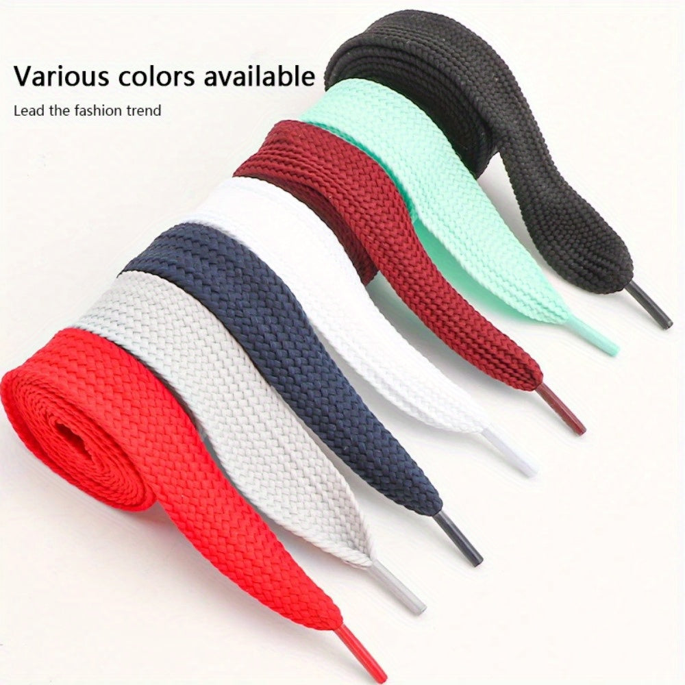 Unisex Flat Elastic Shoelaces Widened Solid Color Lace-up Accessories