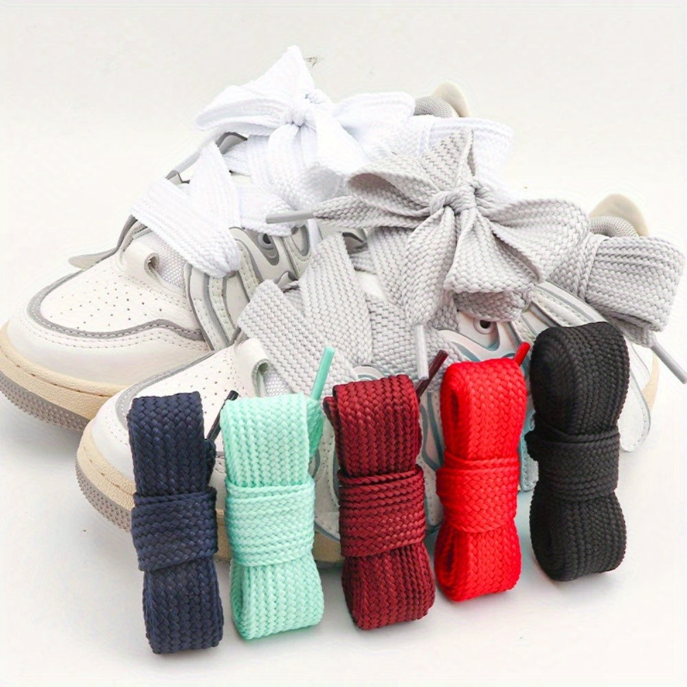 Unisex Flat Elastic Shoelaces Widened Solid Color Lace-up Accessories