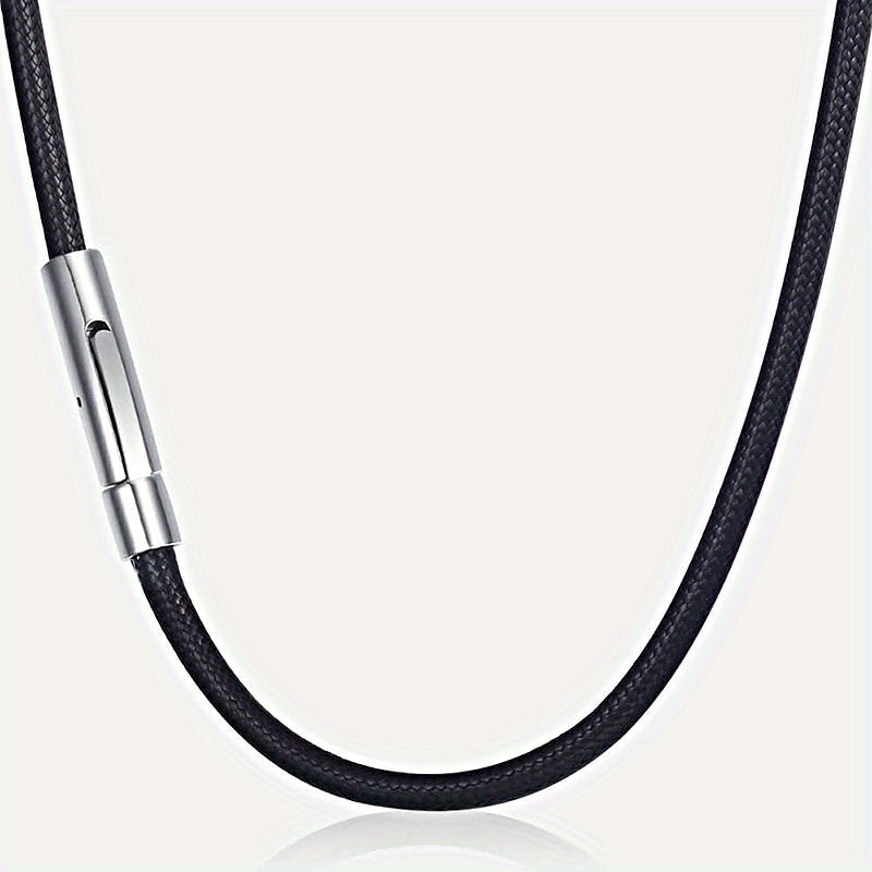 Men's Waterproof Woven Leather Necklace with Snap Closure and Various Widths