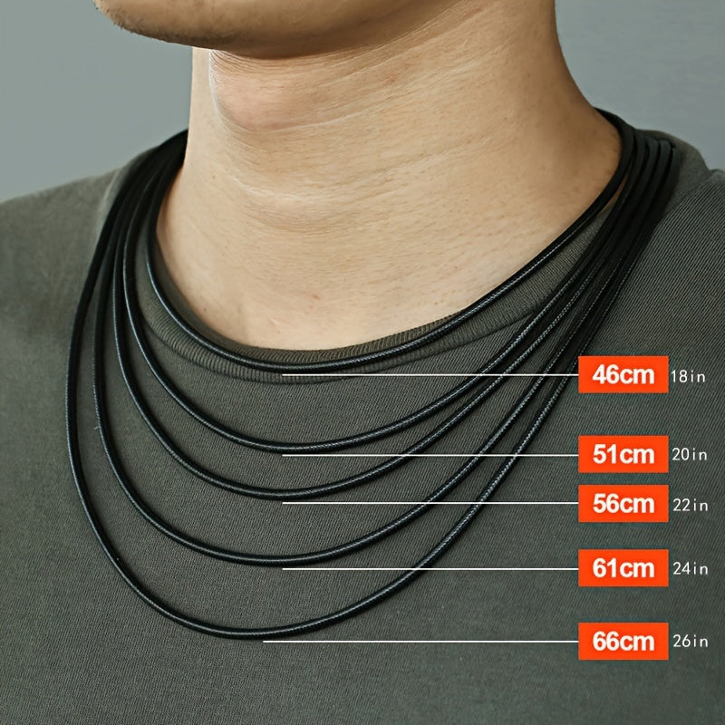 Men's Waterproof Woven Leather Necklace with Snap Closure and Various Widths