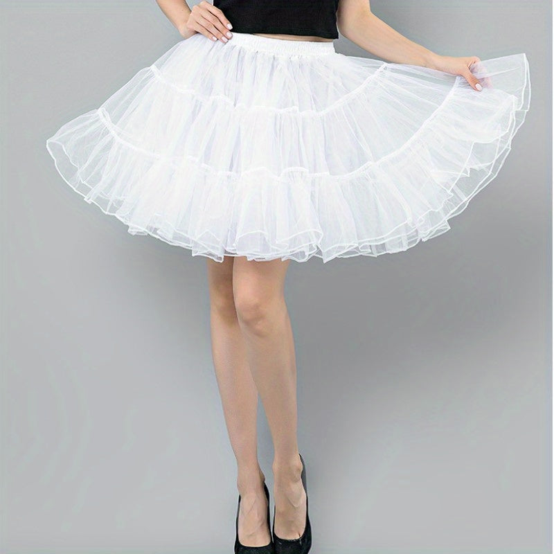 Pleated Flared Ruffled Tulle Underskirt for Women Wedding Prom Party