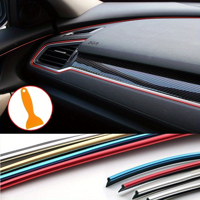 Наклейка для внутренней отделки автомобиля, имитация кожаного молдинга, декор, 5 м, вентиляция приборной панели