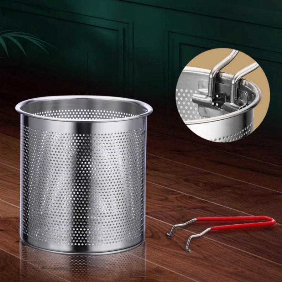 Stainless Steel Deep Fryer Pot with Strainer 304 Mini Oil-Saving Frying Pan for Home Use