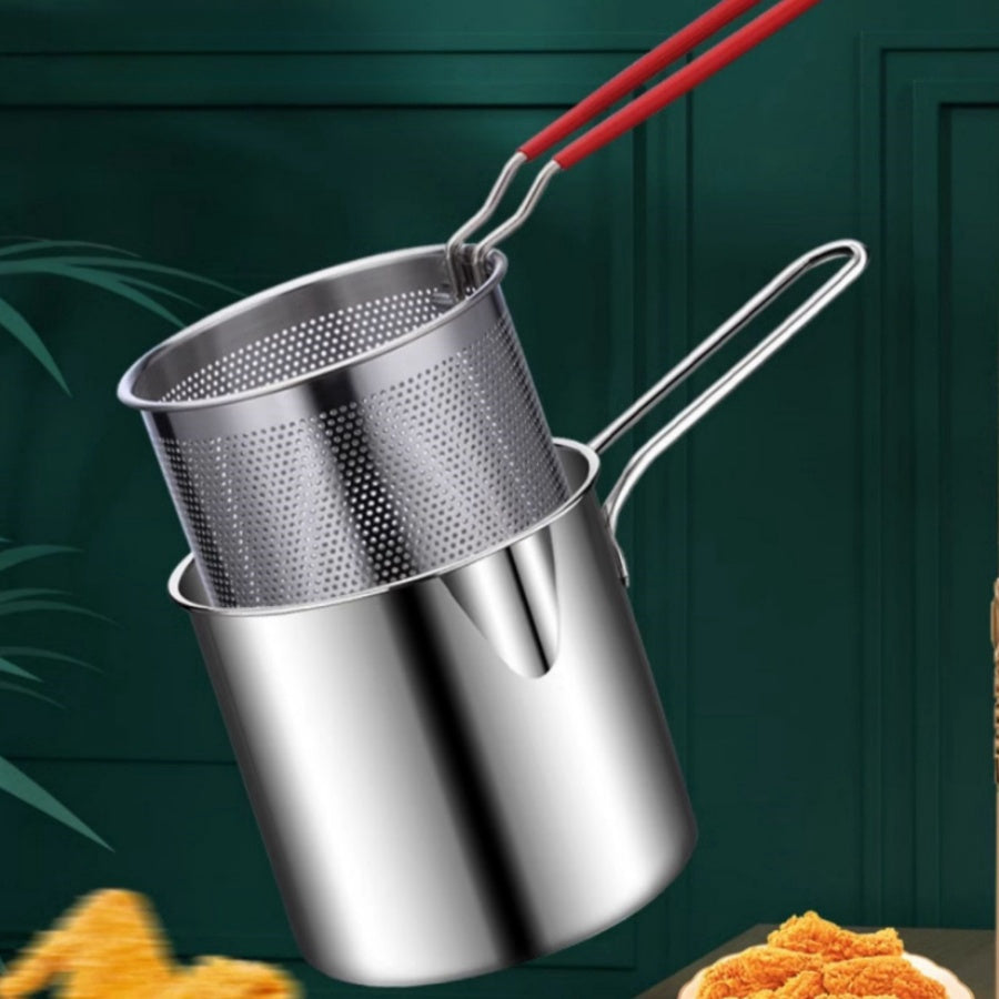 Deep Fryer Stainless Steel 1.2L Capacity with Perforated Basket for Electric Gas Stoves