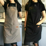 Brown and Black Polyester Apron with Pockets for Cooking Baking and BBQ