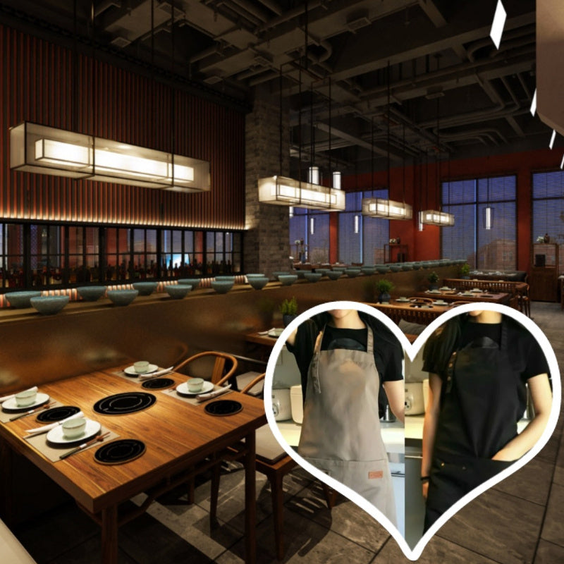 Brown and Black Polyester Apron with Pockets for Cooking Baking and BBQ