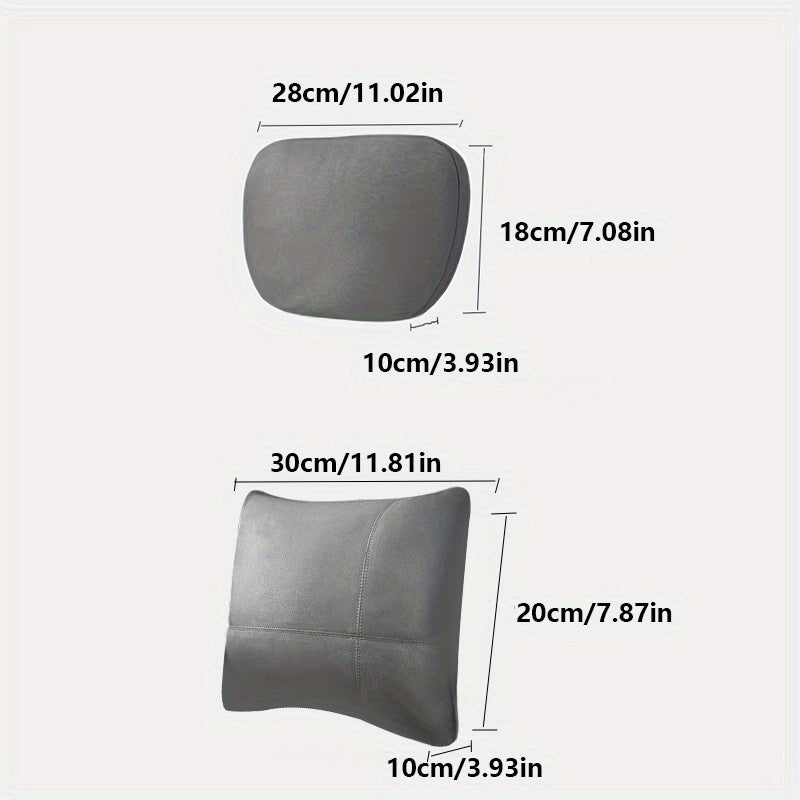 Memory Foam Car Headrest and Lumbar Support Set Adjustable Neck Pillow