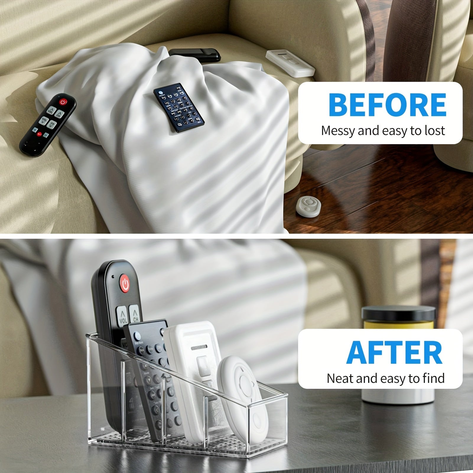 Acrylic Cosmetic Organizer with 4 Compartments Multi-Height Desk Storage for Makeup and Office Supplies