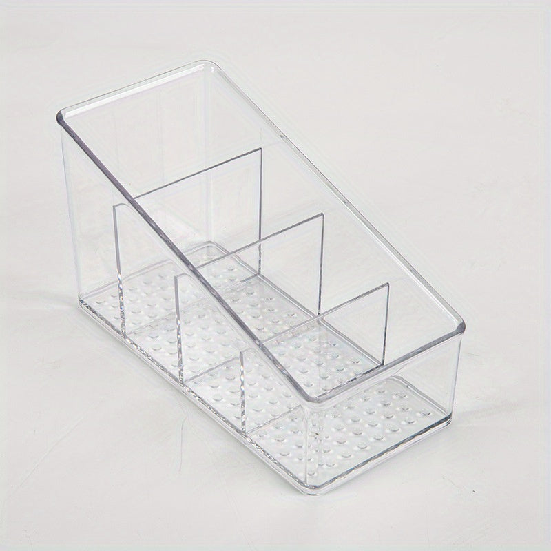 Acrylic Cosmetic Organizer with 4 Compartments Multi-Height Desk Storage for Makeup and Office Supplies