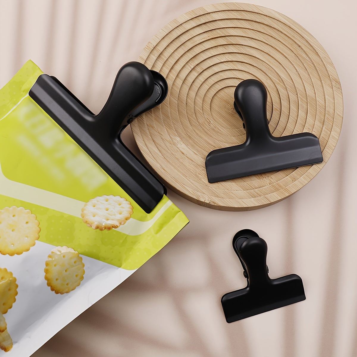 3 ta zanglamas po'latdan yasalgan oziq-ovqat muhrlash kliplari to'plami, ko'p maqsadli T-shaklidagi oshxona asboblari, uyda oziq-ovqatni yangi saqlash uchun snack sumkalarini muhrlash uchun ideal