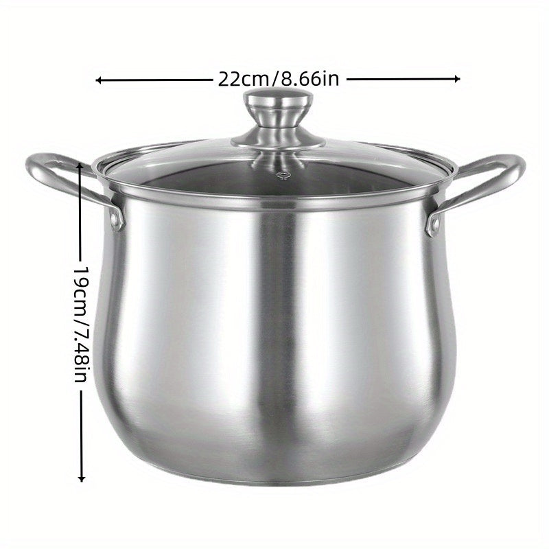 Stainless Steel Soup Pot Large Capacity for Boiling Steaming and Stewing Compatible with Induction and Gas Stoves
