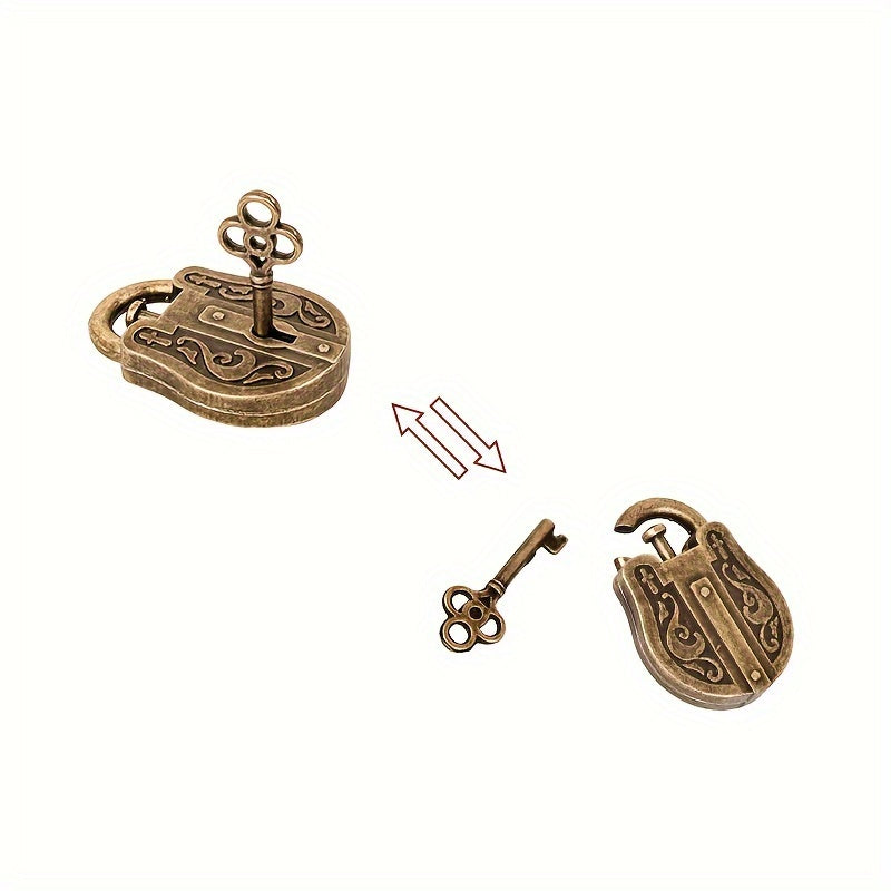 Rompecabezas de candado de oro, juego de ingenio de estilo retro, juguete educativo para adultos y niños