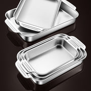 BAIJL Stainless Steel Baking Tray & Broiler Pan: Induksiyaga mos keladigan, teng pishirish uchun chuqur idish dizayni. Pech va gaz plitasiga mos, bardoshli va oson tozalanadigan. Grill qilish uchun zarur bo'lgan mahsulotlar, chiroyli dizaynda