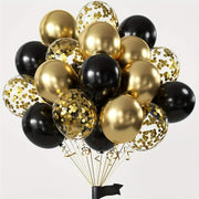 40 Pieces Black and Gold Latex Balloons with Sequins for Weddings Birthdays and Events
