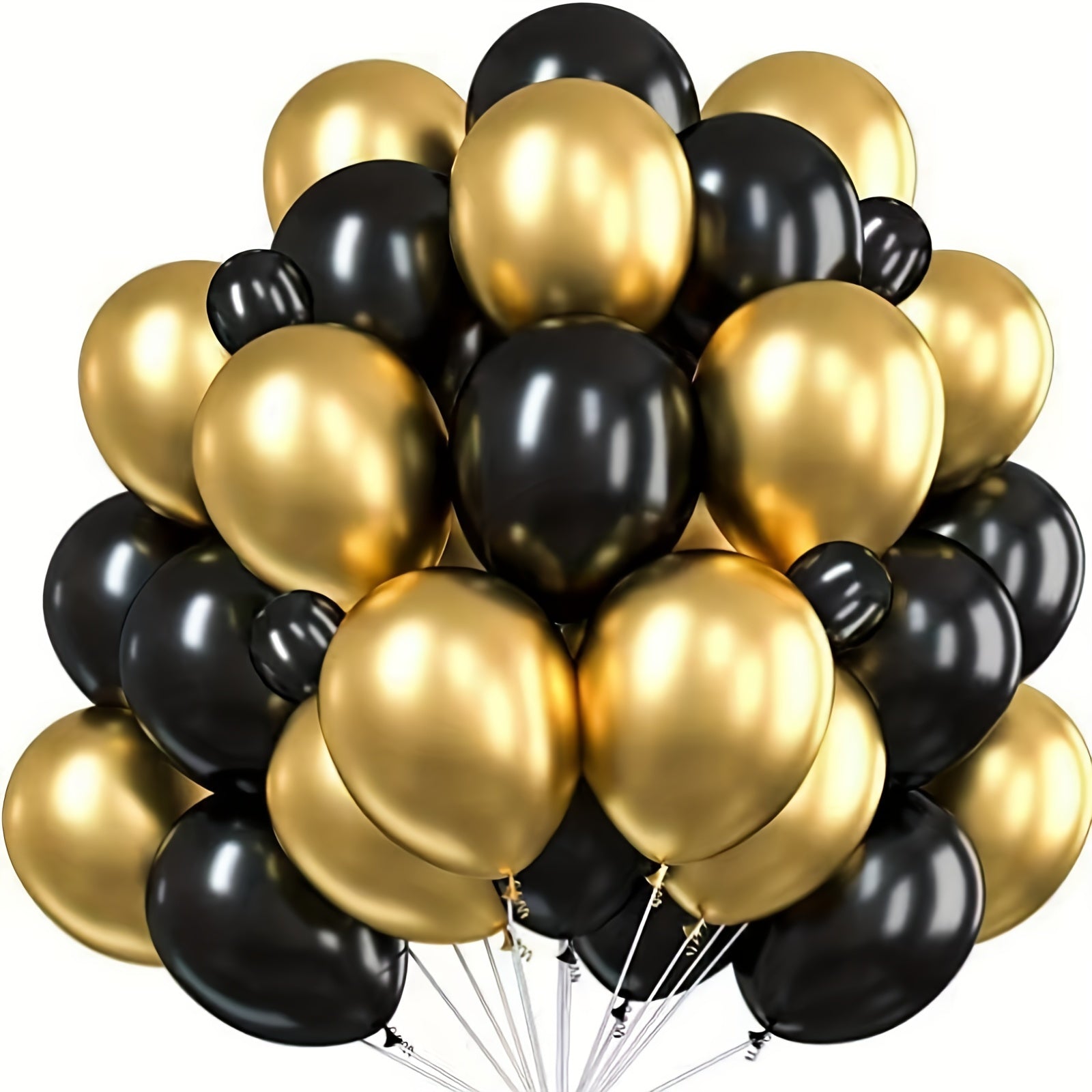 40 Pieces Black and Gold Latex Balloons with Sequins for Weddings Birthdays and Events