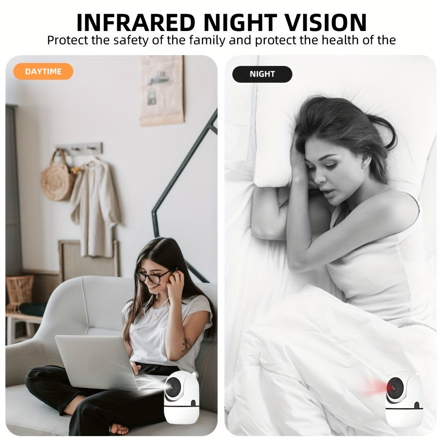 2MP HD Wireless IP Camera with PTZ Auto Tracking Color Night Vision 360° Horizontal Vertical Rotation