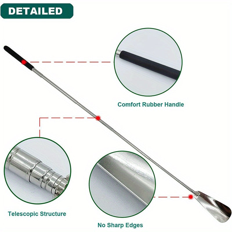 Unisex Stainless Steel Adjustable Shoehorn Long Handle Stretchable Shoe Horn