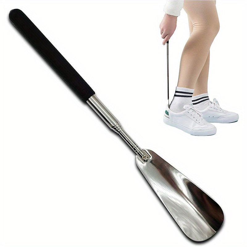 Unisex Stainless Steel Adjustable Shoehorn Long Handle Stretchable Shoe Horn