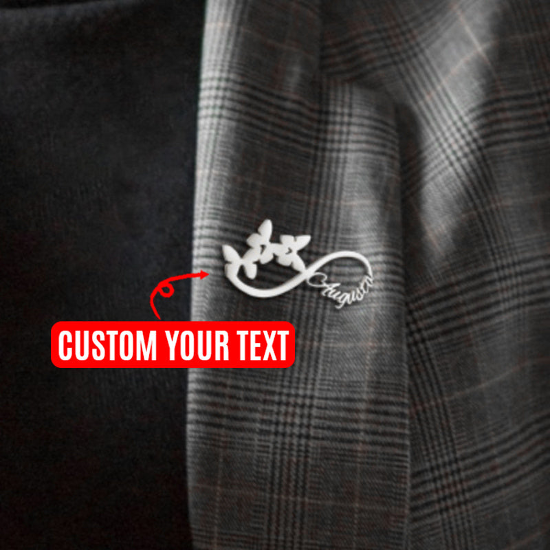 Broche de mariposa de acero inoxidable personalizado con pin de nombre personalizado para camisas, regalo para mamá