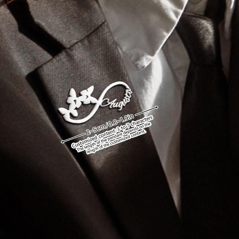 Broche de mariposa de acero inoxidable personalizado con pin de nombre personalizado para camisas, regalo para mamá