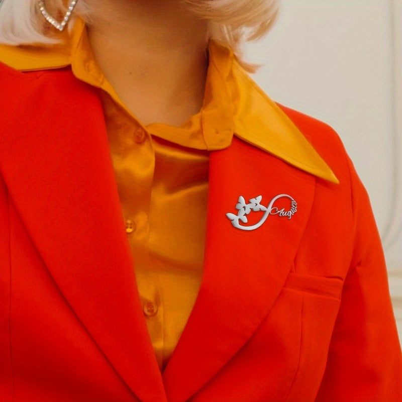 Broche de mariposa de acero inoxidable personalizado con pin de nombre personalizado para camisas, regalo para mamá