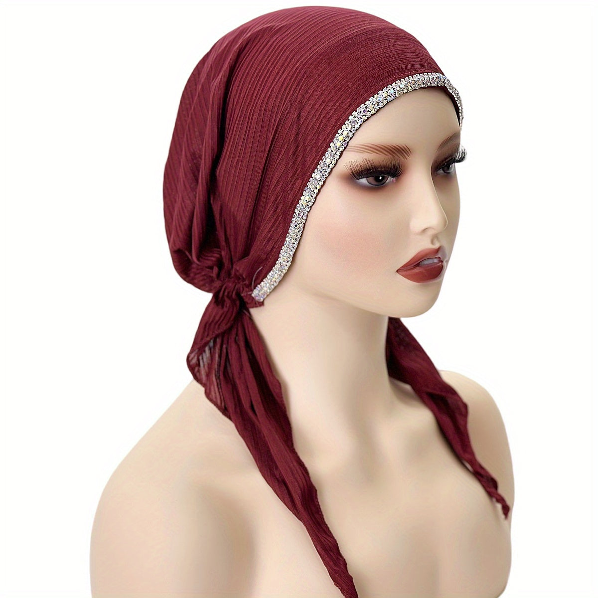 Women’s Solid Color Elastic Breathable Hijab Beanie Hat for Ramadan and Eid